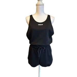 Adidas Women's Small S Black Sleeveless Romper Shorts Jumper One Piece Knit